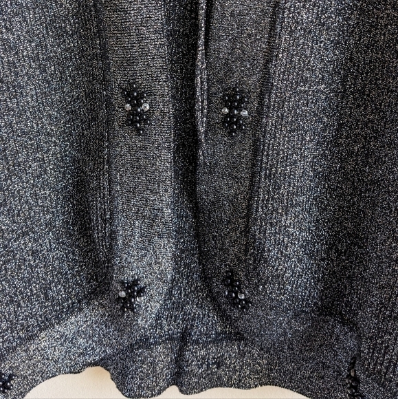 Vintage Peter Nygard silver cardigan beading sz M/L - Picture 8 of 11